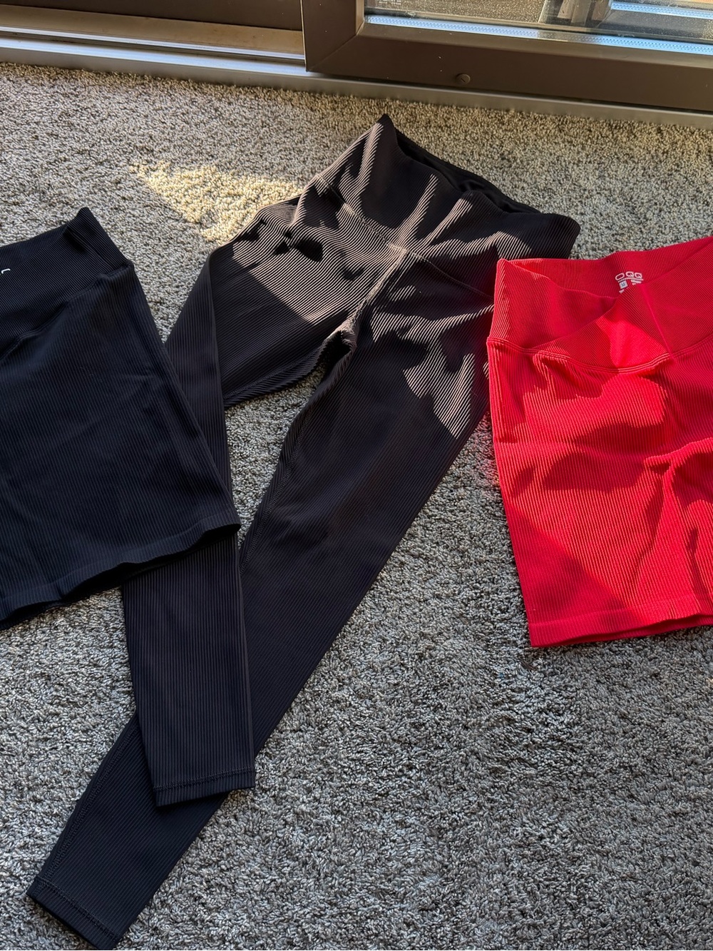 Ribbed BUNDLE! medium Red & Black OQQ Skirts - Women Sm ribbed Athleta leggings